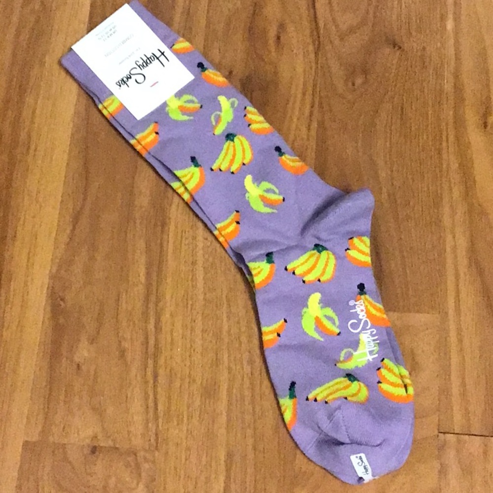 MEN’S NWT Happy Socks Banana 🍌 Print Combed Cotton Socks